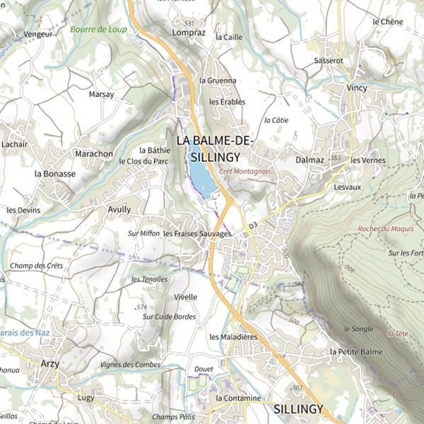 Plan cartographique de Lac de La Balme de Sillingy