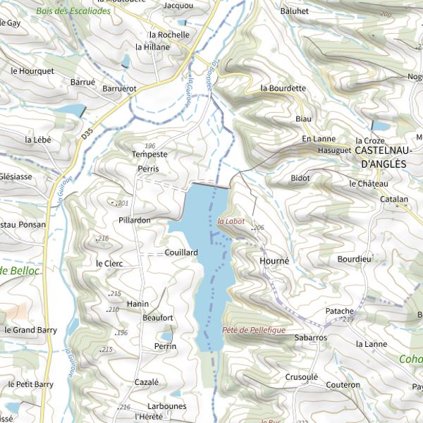Plan cartographique de Lac de la Baradée