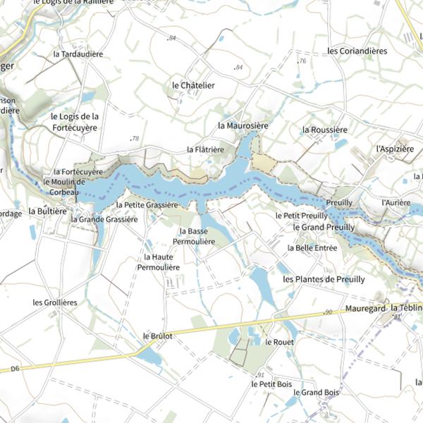 Plan cartographique de Lac de la Bultière,Les Permoulières, Chavagnes-en-Paillers