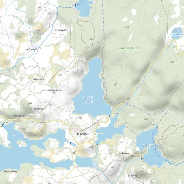 Plan cartographique de Lac de la Cregut