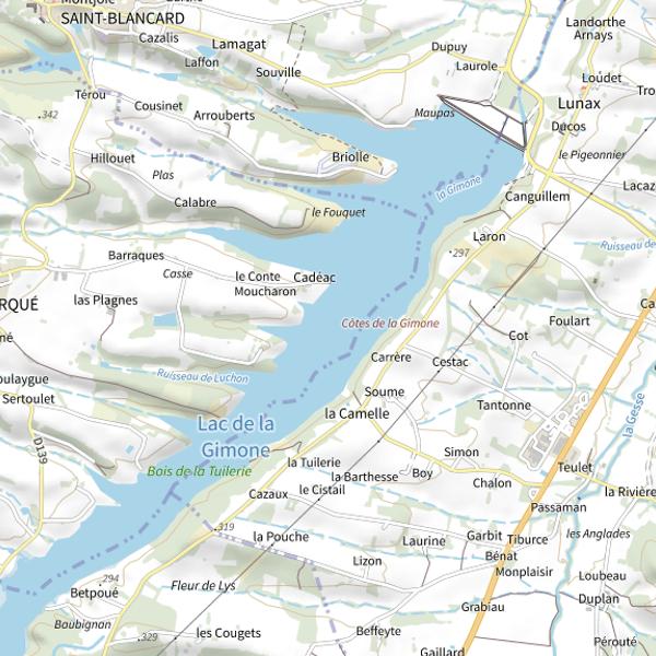 Plan cartographique de Lac de la Gimone