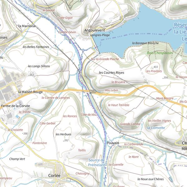 Plan cartographique de Lac de la Liez