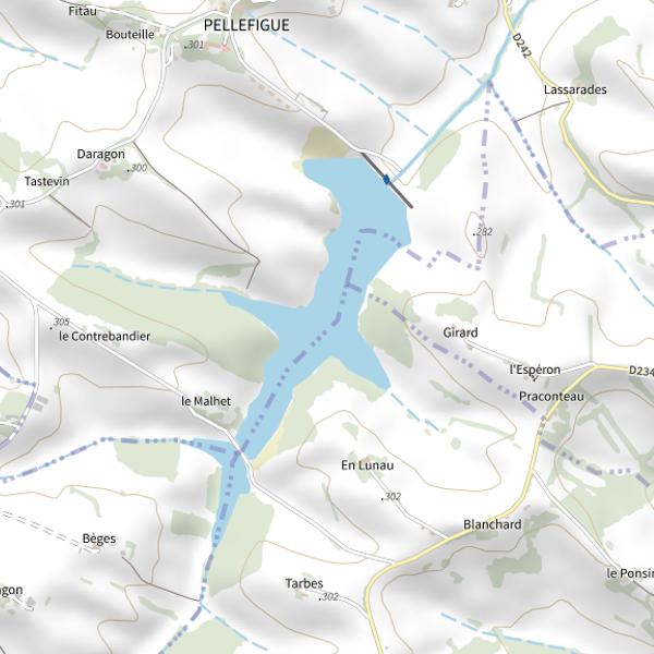 Plan cartographique de Lac de la Marcaoue