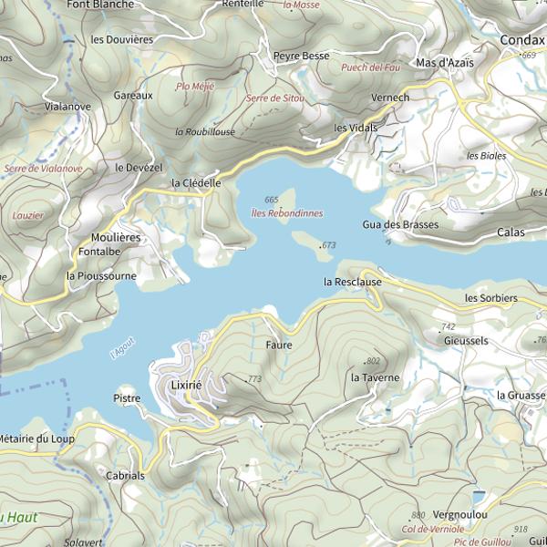 Plan cartographique de Lac de la Raviège
