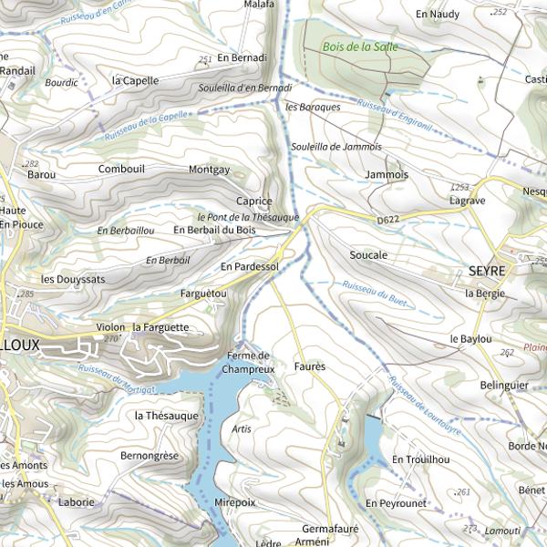 Plan cartographique de Lac de la Thesauque