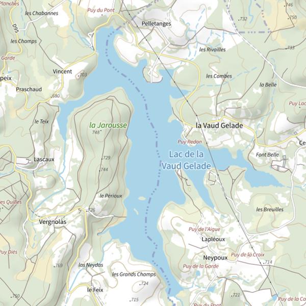 Plan cartographique de Lac de la Vaud Gelade