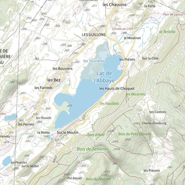 Plan cartographique de Lac de l'Abbaye