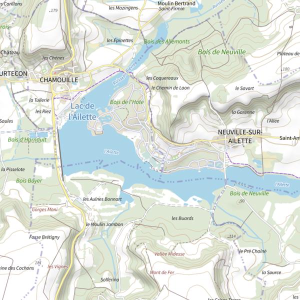 Plan cartographique de Lac de l'Ailette