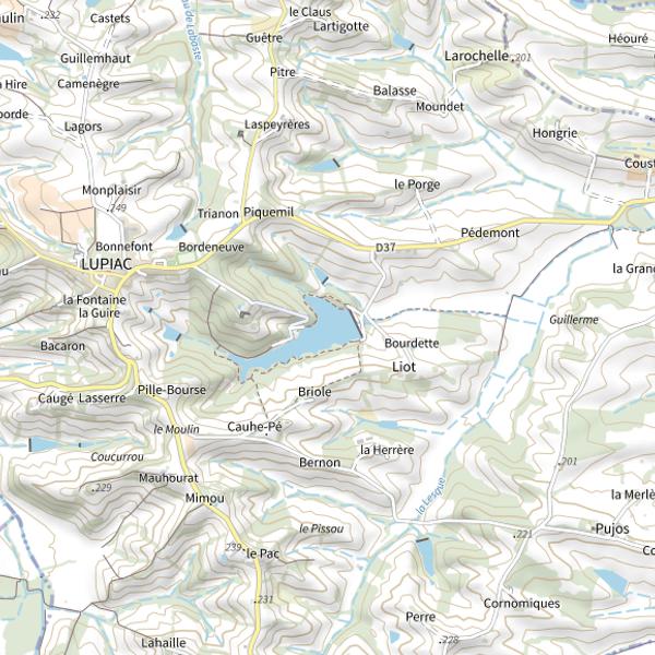 Plan cartographique de Lac de Lupiac