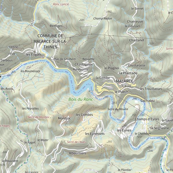Plan cartographique de Lac de Malarce