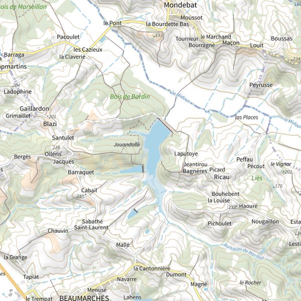 Plan cartographique de Lac de Maribot