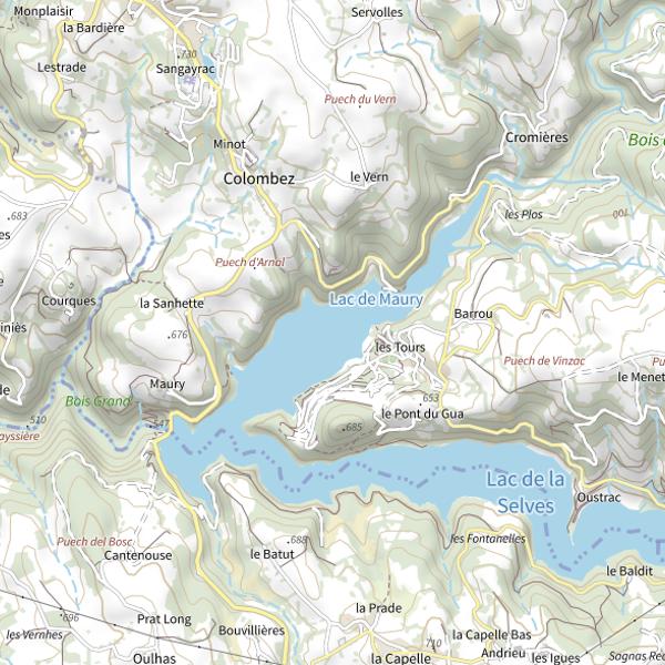 Plan cartographique de Lac de Maury