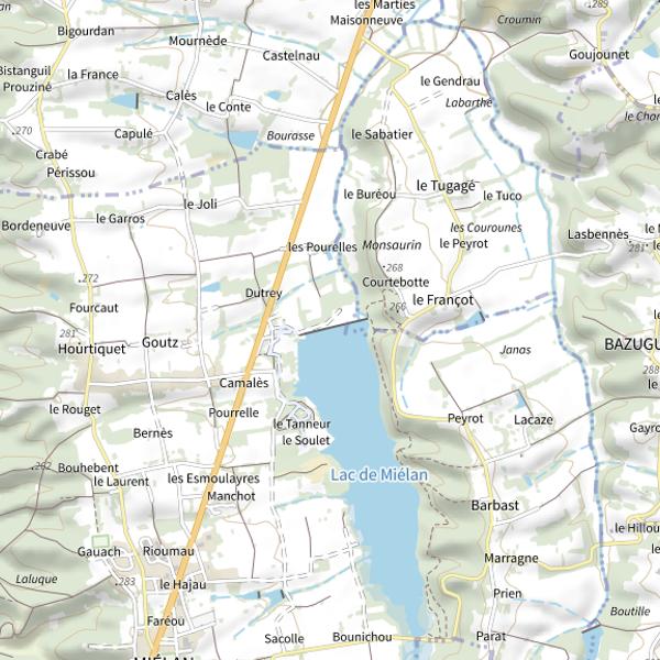 Plan cartographique de Lac de Miélan