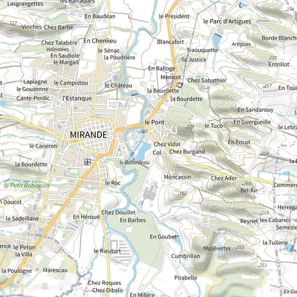 Plan cartographique de Lac de Mirande