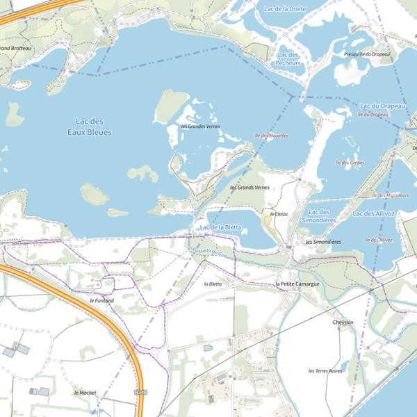 Plan cartographique de Lac de Miribel Jonage
