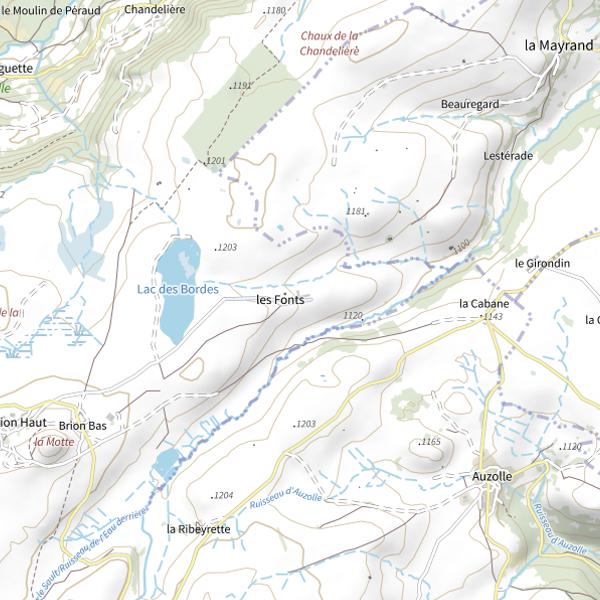 Plan cartographique de Lac de Montcineyre