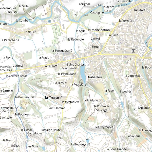 Plan cartographique de Lac de Nabeillou