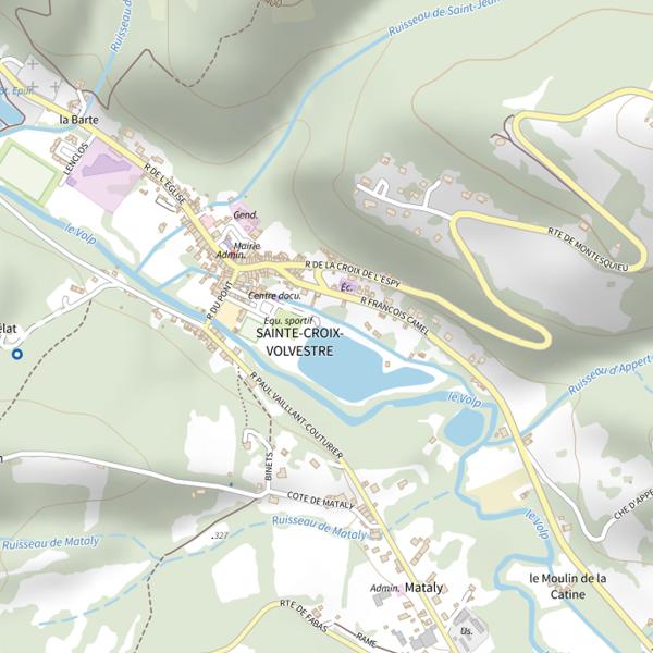 Plan cartographique de Lac de Pacherot à St Croix Volvestre