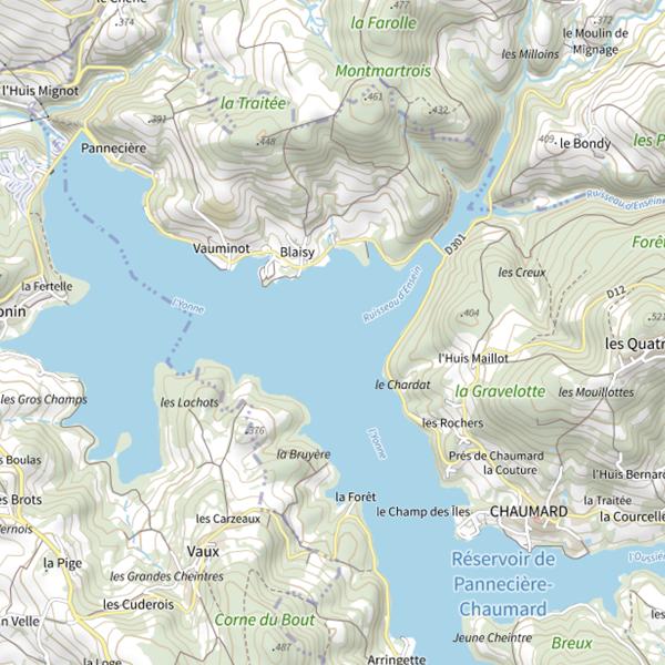 Plan cartographique de Lac de Pannecière