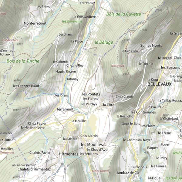 Plan cartographique de Lac de Pététoz