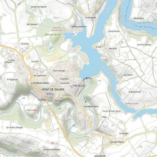 Plan cartographique de Lac de Pont de Salars