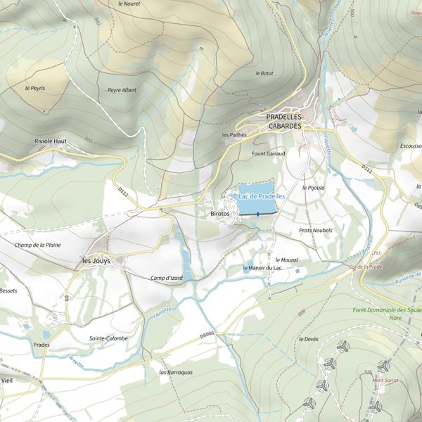 Plan cartographique de Lac de Pradelles Cabardès