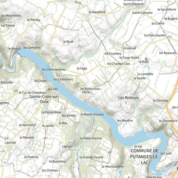 Plan cartographique de Lac de Rabodanges