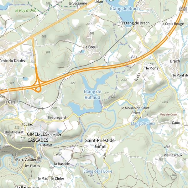 Plan cartographique de Lac de Ruffaud
