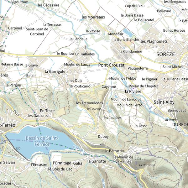 Plan cartographique de Lac de Saint Ferréol