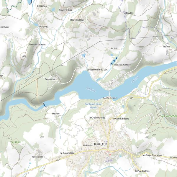 Plan cartographique de Lac de Saint Helene (Bujaleuf)