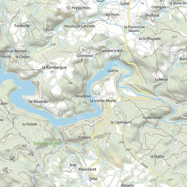 Plan cartographique de Lac de Saint Peyres