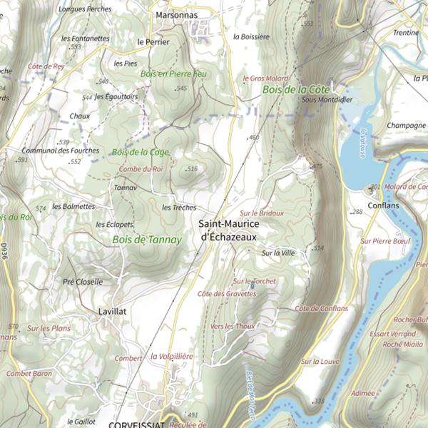Plan cartographique de Lac de Samognat Matafelon