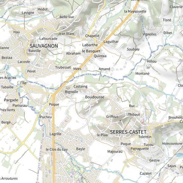 Plan cartographique de Lac de Serres Castet