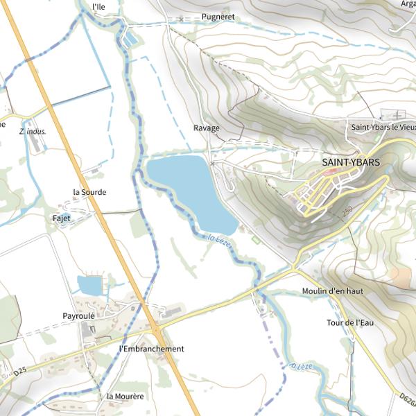 Plan cartographique de Lac de St Ybars