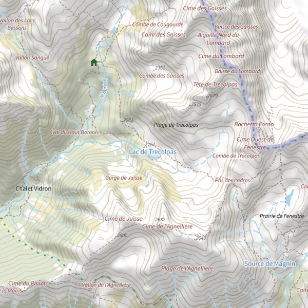 Plan cartographique de Lac de Trécolpas