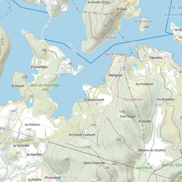 Plan cartographique de Lac de Vassiviere