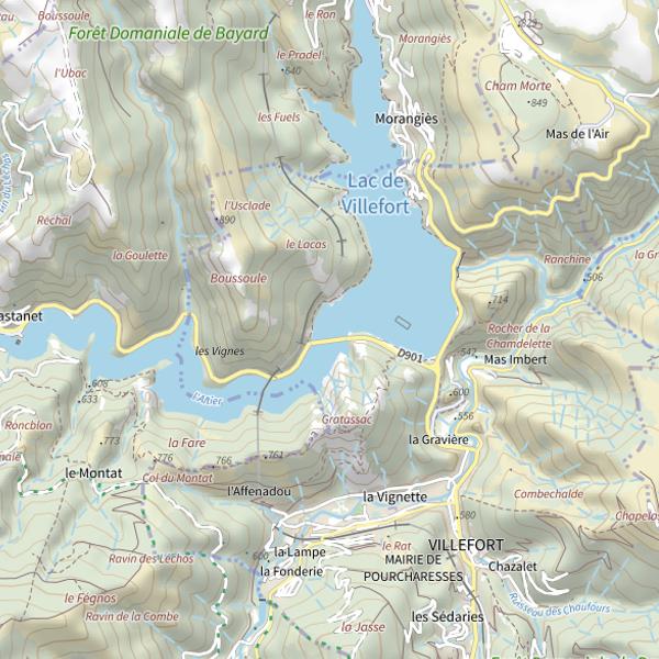 Plan cartographique de Lac de Villefort