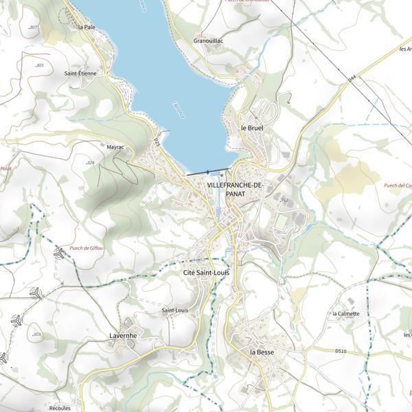 Plan cartographique de Lac de Villefranche de Panat