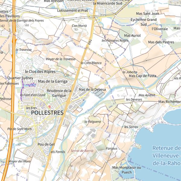 Plan cartographique de Lac de Villeneuve de la Raho