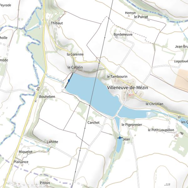 Plan cartographique de Lac de Villeneuve de Mézin