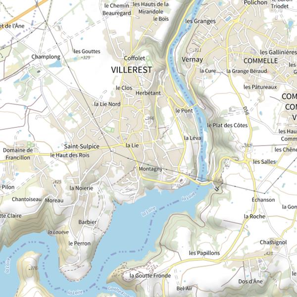 Plan cartographique de Lac de Villerest