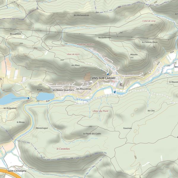 Plan cartographique de Lac de Vins sur Caramy