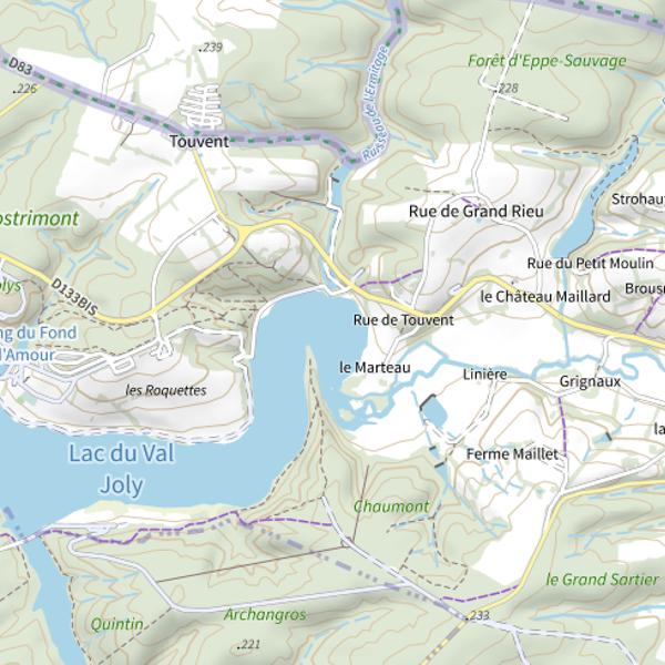 Plan cartographique de Lac d'Eppe Sauvage