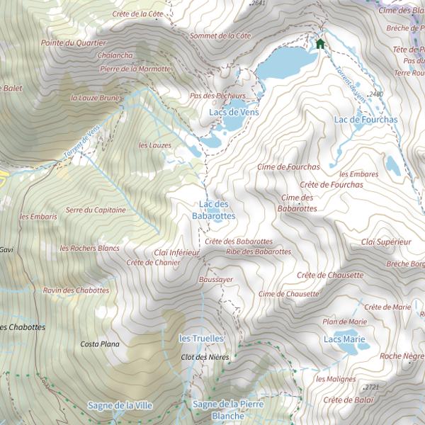 Plan cartographique de Lac des Babarottes