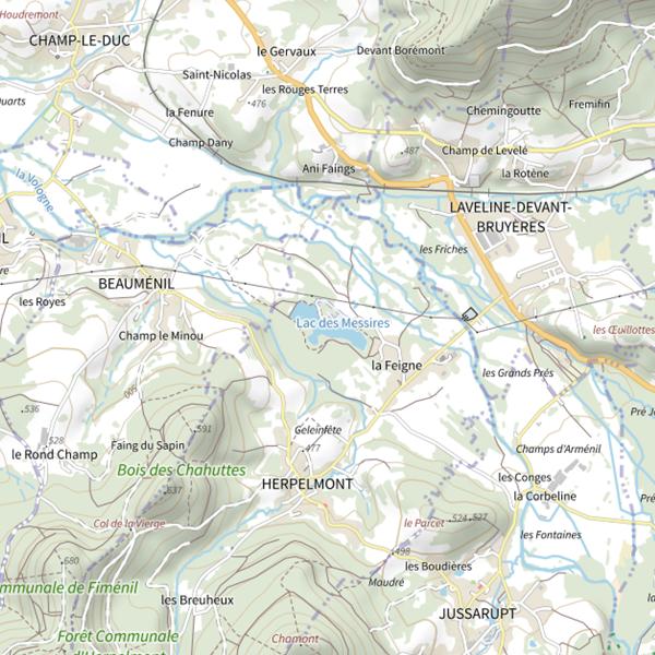 Plan cartographique de Lac des Messires