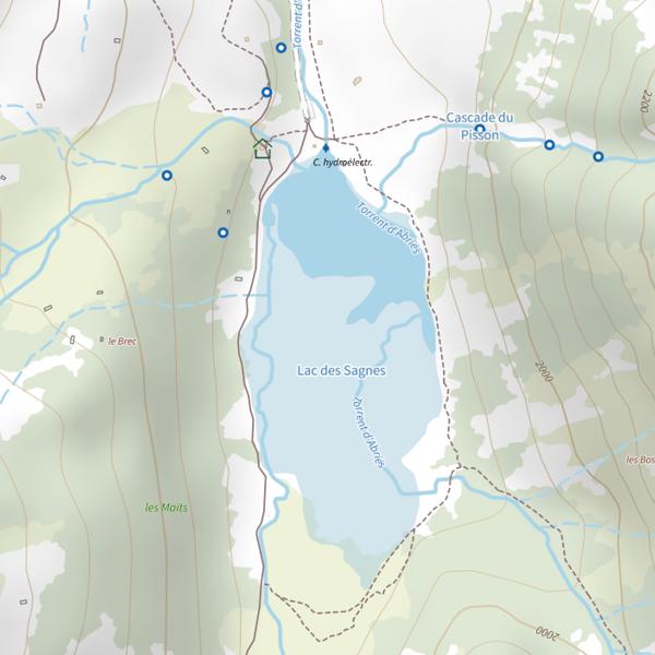 Plan cartographique de Lac des Sagnes (Jausiers)