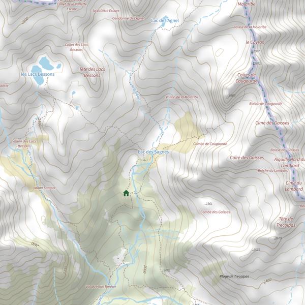 Plan cartographique de Lac des Sagnes (Saint-Martin-Vésubie)