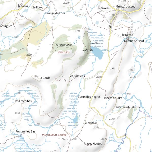 Plan cartographique de Lac des Salhiens