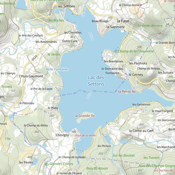 Plan cartographique de Lac des Settons