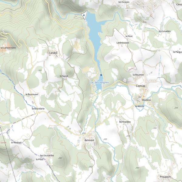 Plan cartographique de Lac des Vergnes